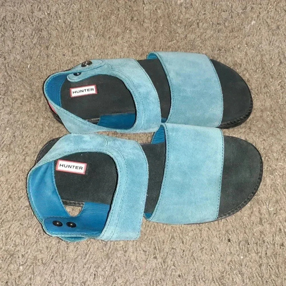 HUNTER-Original Leather Sandals-Blue Suede - Picture 6 of 8